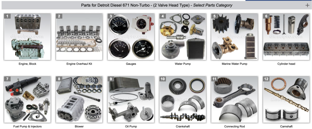 Detroit Diesel Non Turbo 2 Valve Head Type Parts