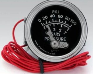 Engine oil pressure gauge with alarm system