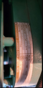 Engine Dataplate for a Cummins KTA50 Generator